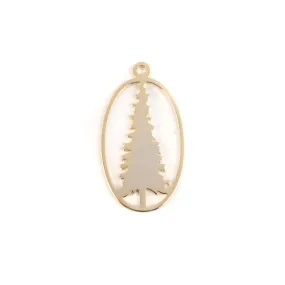 28mm Gold Plated Pine Tree Charm/Pendant