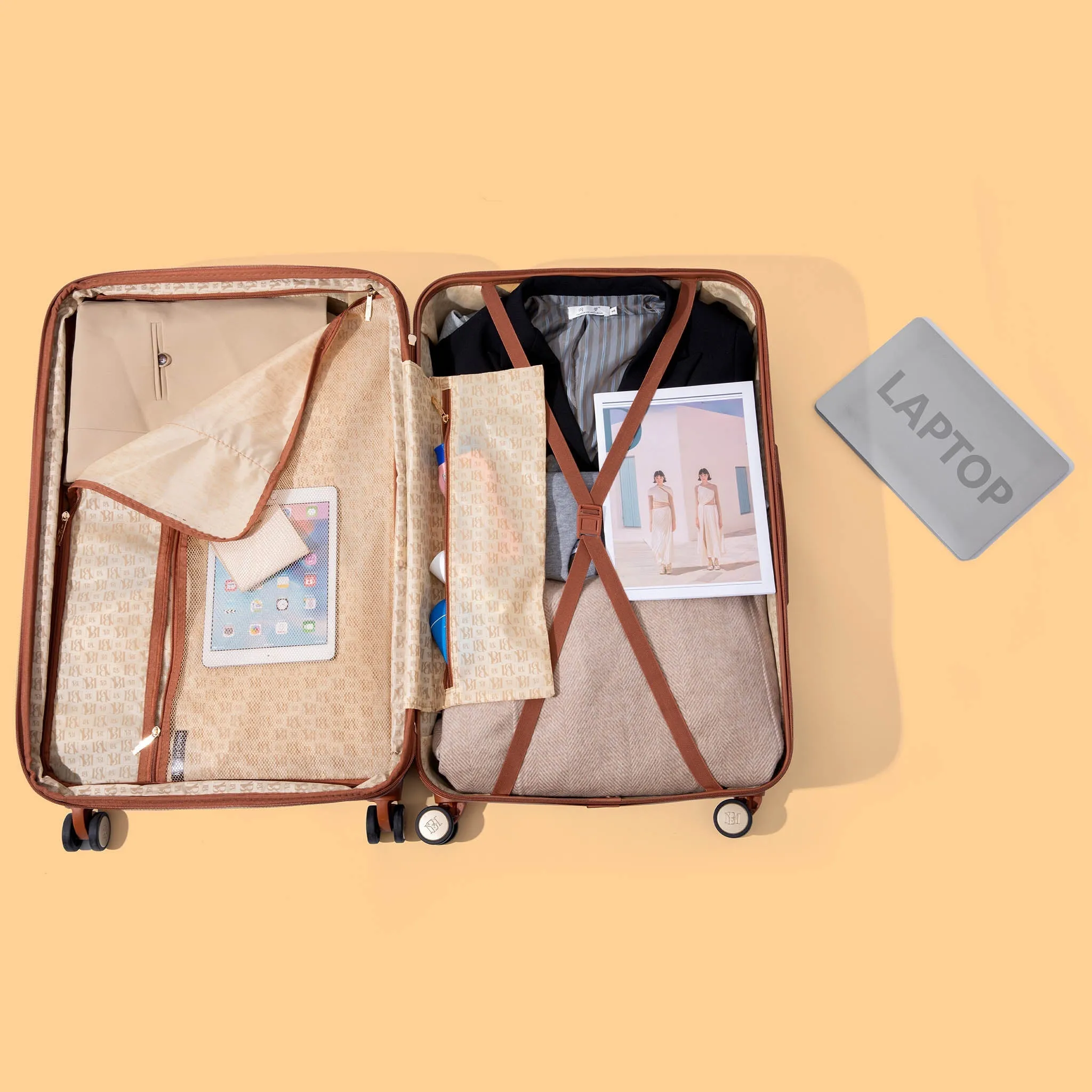 3 Piece Expandable Retro Luggage Set