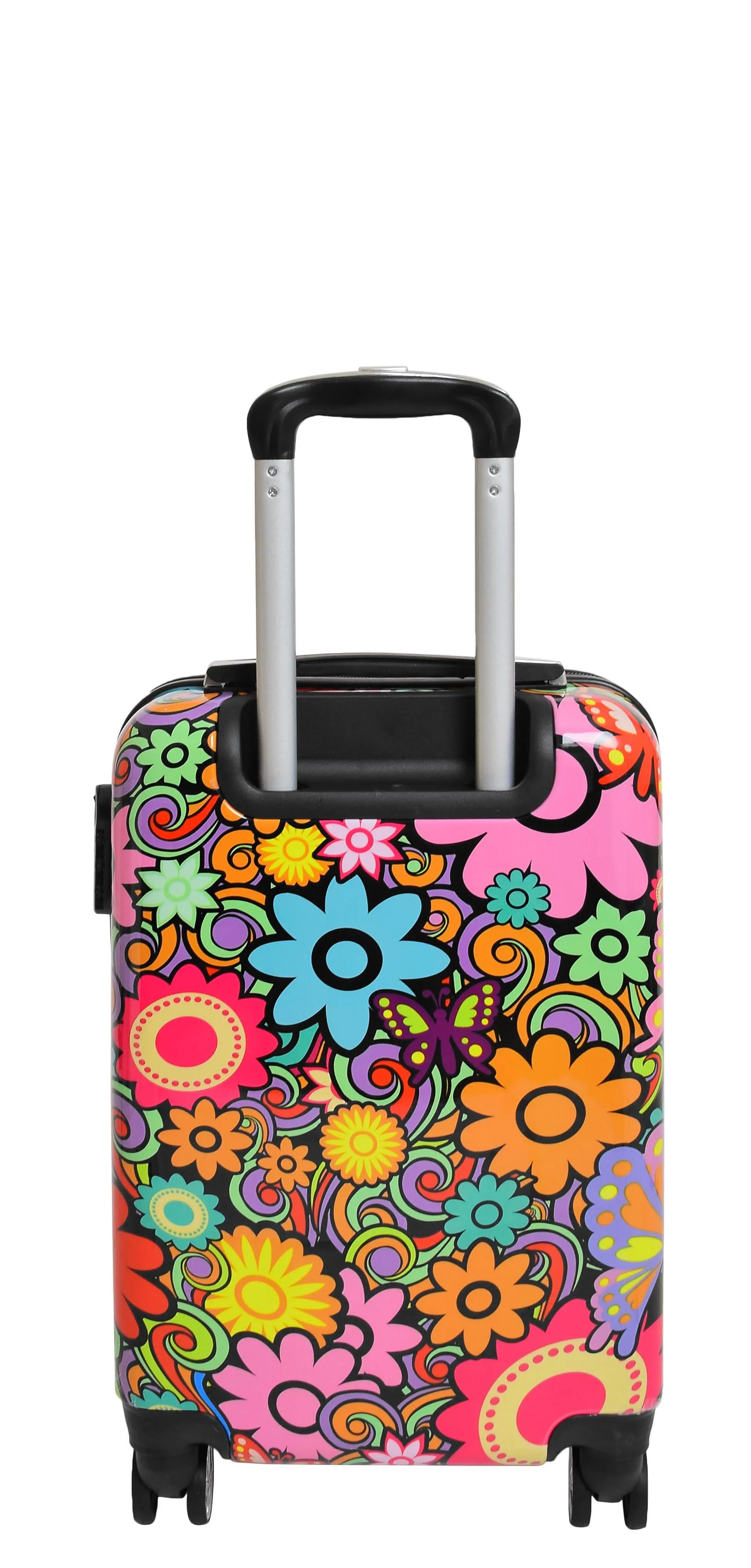 4 Wheel Suitcases Multicoloured Flower Print PC Hard Shell Luggage Lightweight Travel Bags Orchid