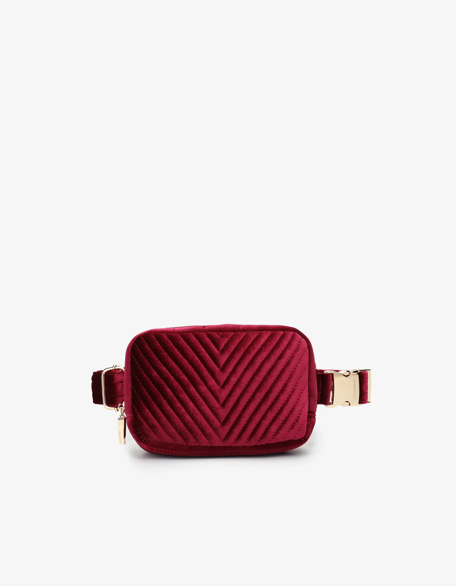 AERIN VELVET QUILTED BELT BAG BERRY