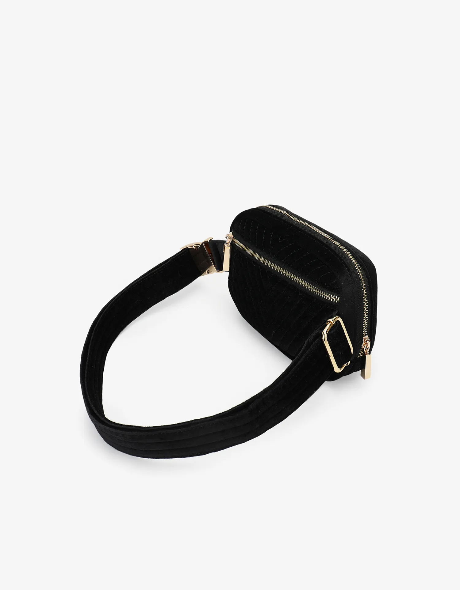 AERIN VELVET QUILTED BELT BAG BLACK