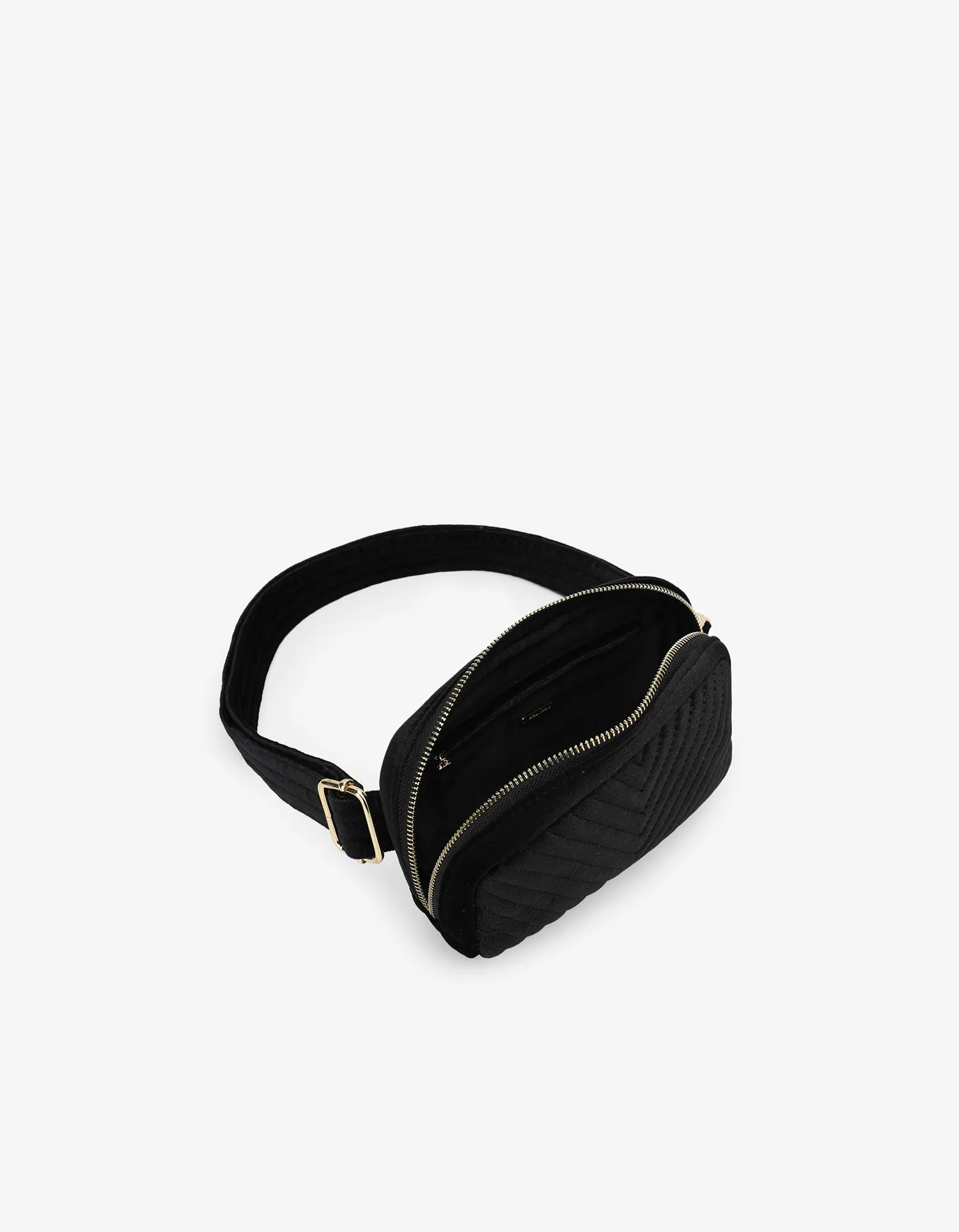 AERIN VELVET QUILTED BELT BAG BLACK