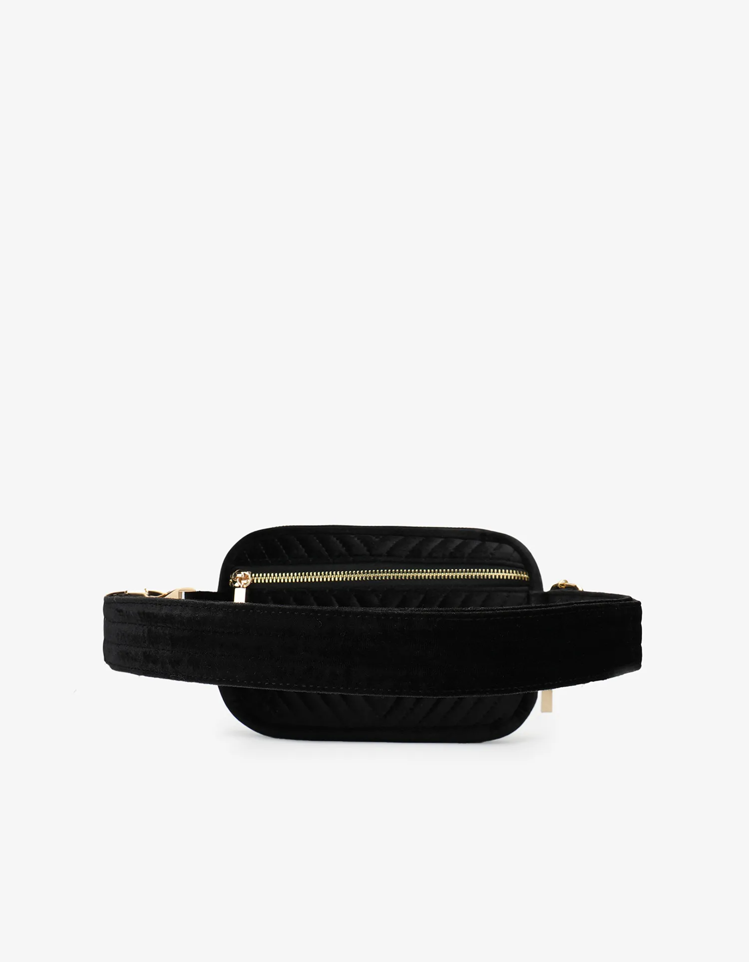 AERIN VELVET QUILTED BELT BAG BLACK