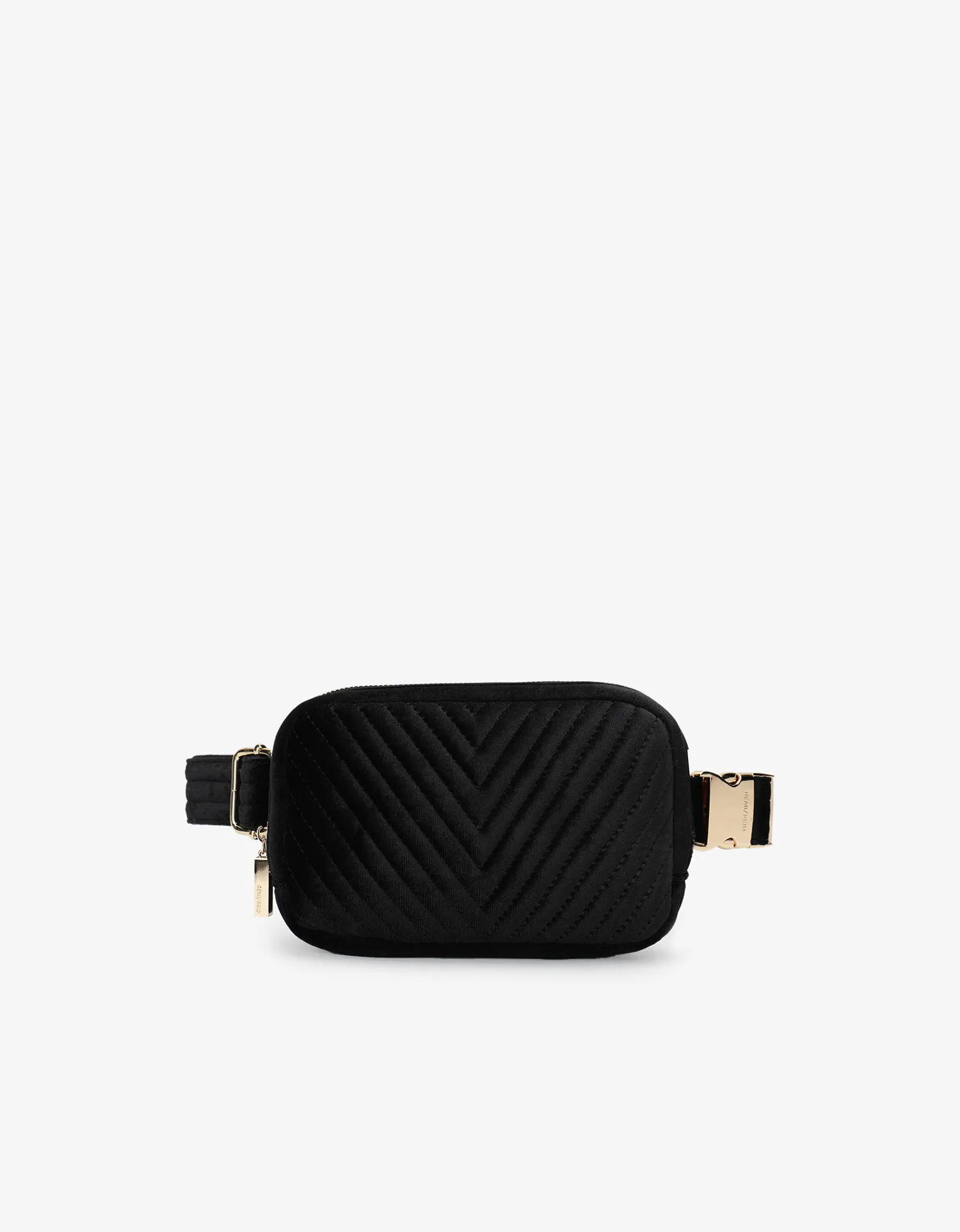 AERIN VELVET QUILTED BELT BAG BLACK