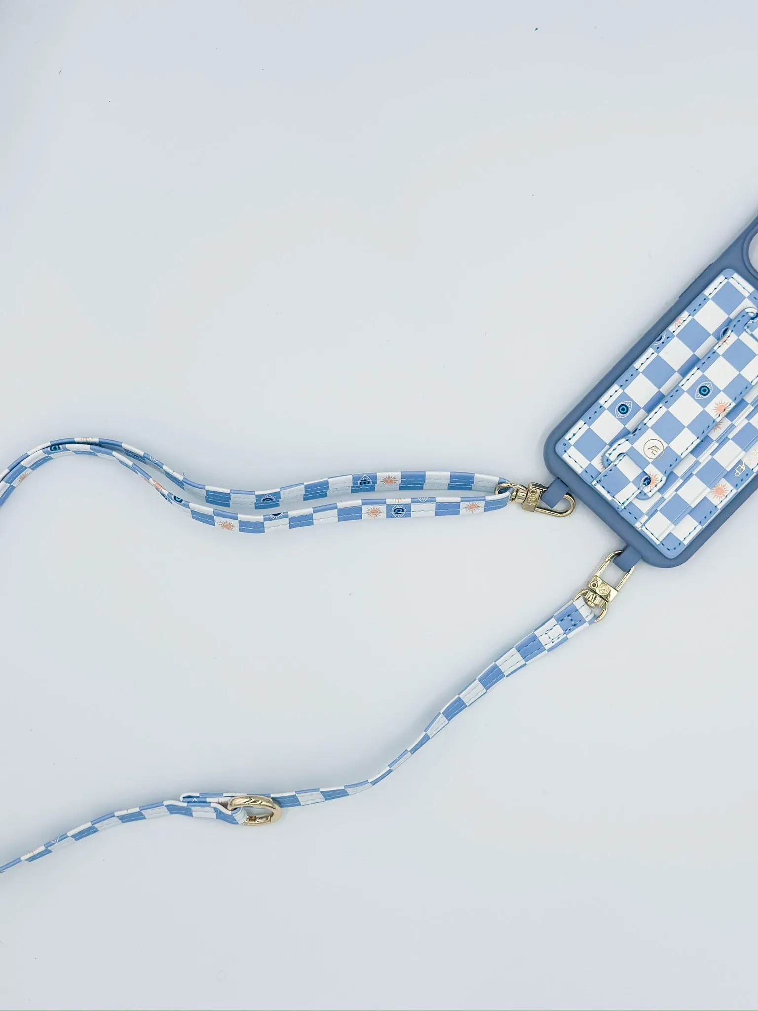 Blue Evil Eye Checkered Phone Wallet (RFID)