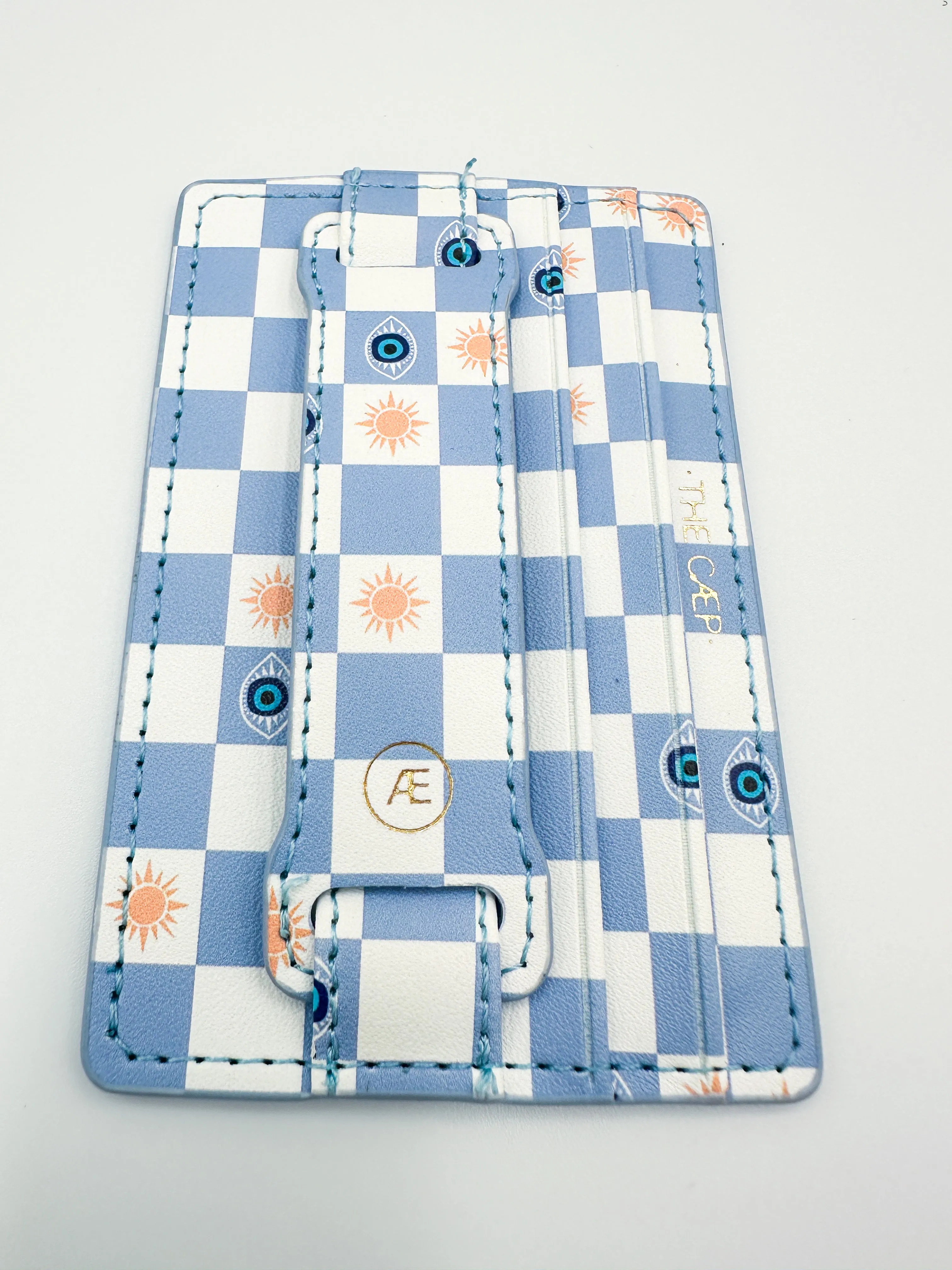 Blue Evil Eye Checkered Phone Wallet (RFID)