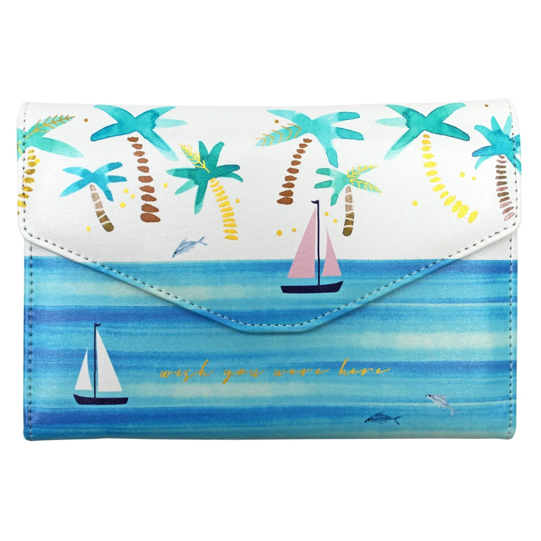 By The Sea Palm Travel Wallet