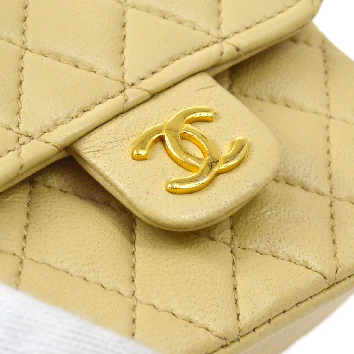 CHANEL 1990s Beige Lambskin Belt Bag Micro 06066