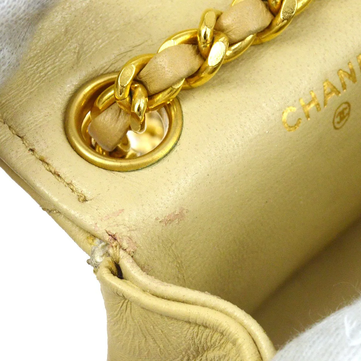 CHANEL 1990s Beige Lambskin Belt Bag Micro 06066