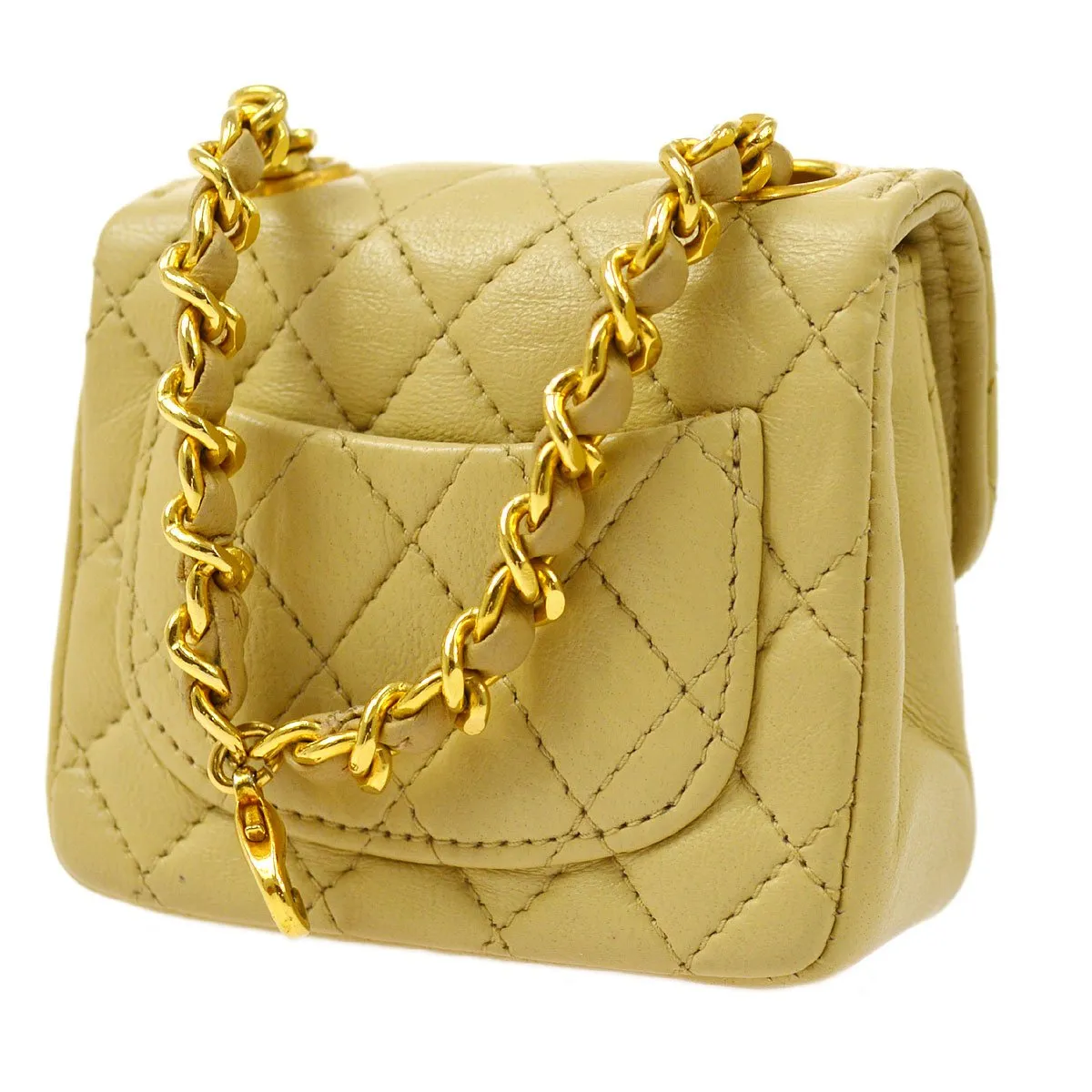 CHANEL 1990s Beige Lambskin Belt Bag Micro 06066