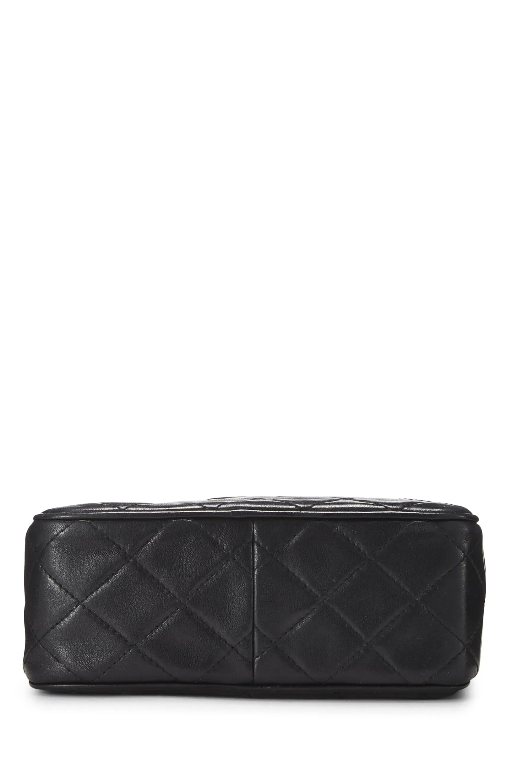 Chanel,  Black Lambskin Diamond CC Camera Bag Mini, Black