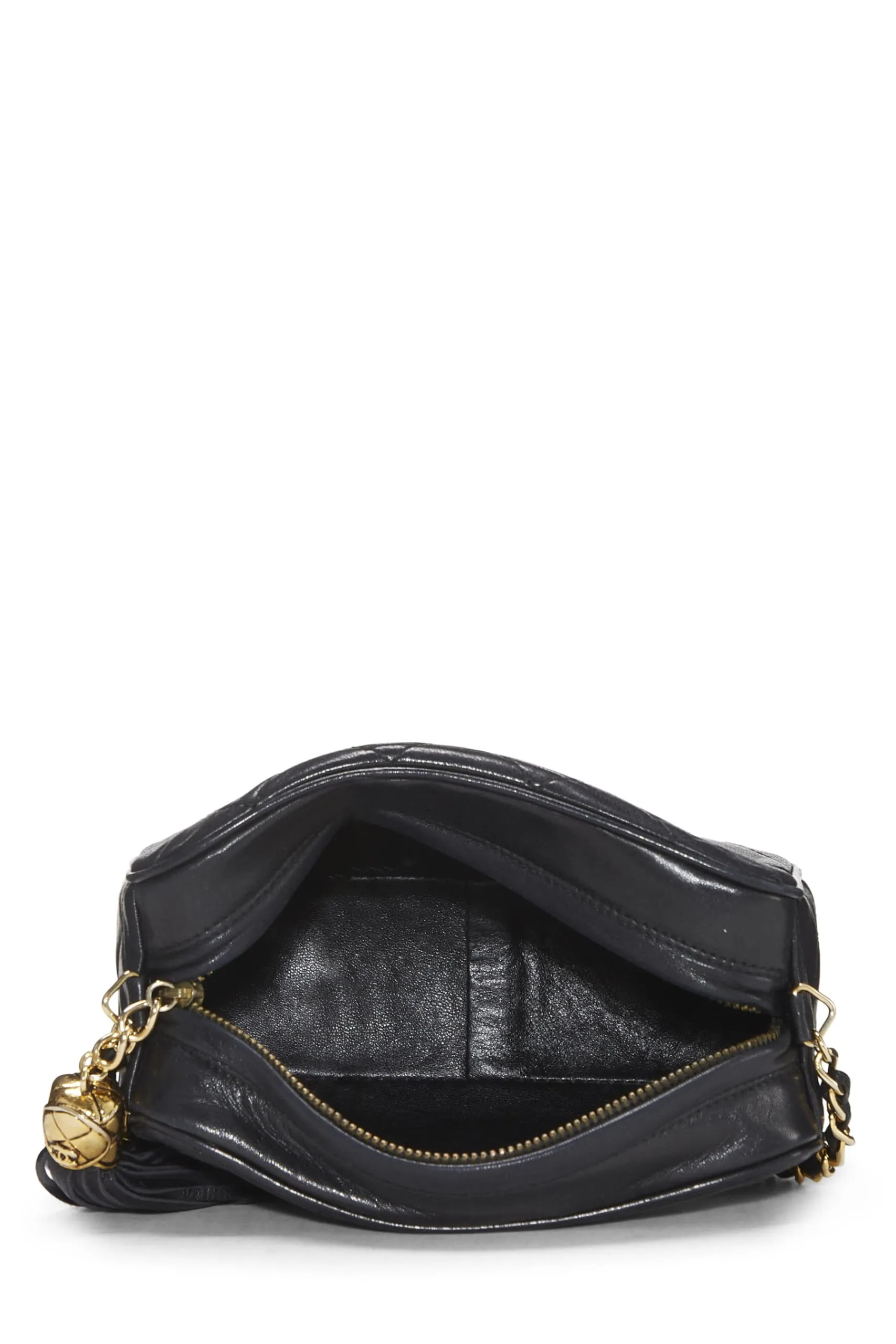 Chanel,  Black Lambskin Diamond CC Camera Bag Mini, Black