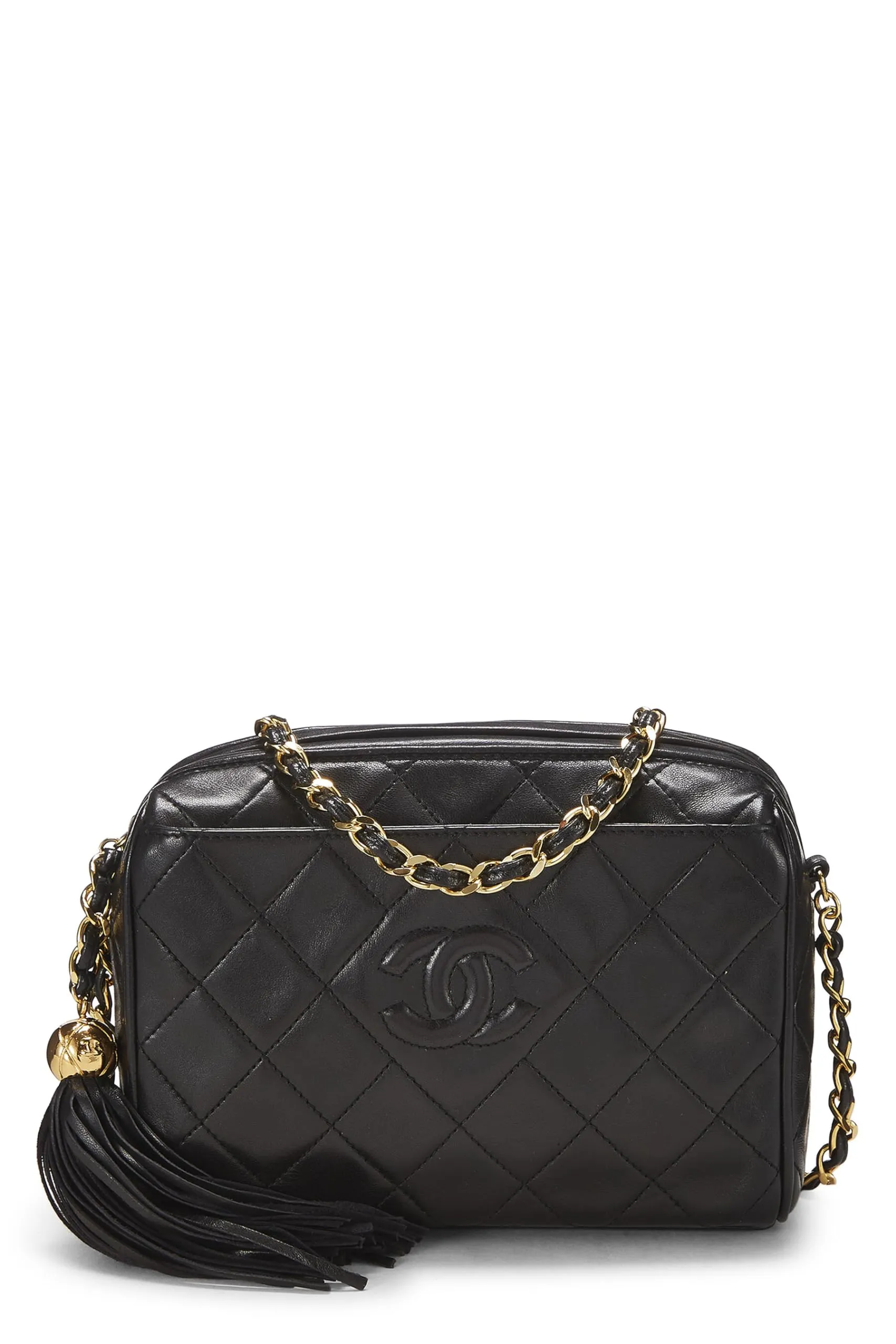 Chanel,  Black Lambskin Pocket Camera Bag Mini, Black