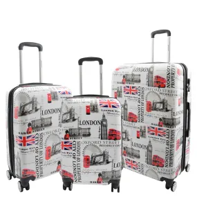 City of London 4 Wheel Suitcases Hard Shell Expandable Luggage Bags