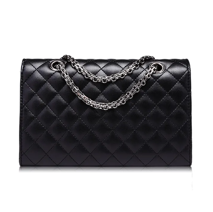 Cowhide Leather Chain Strap Messenger Bag