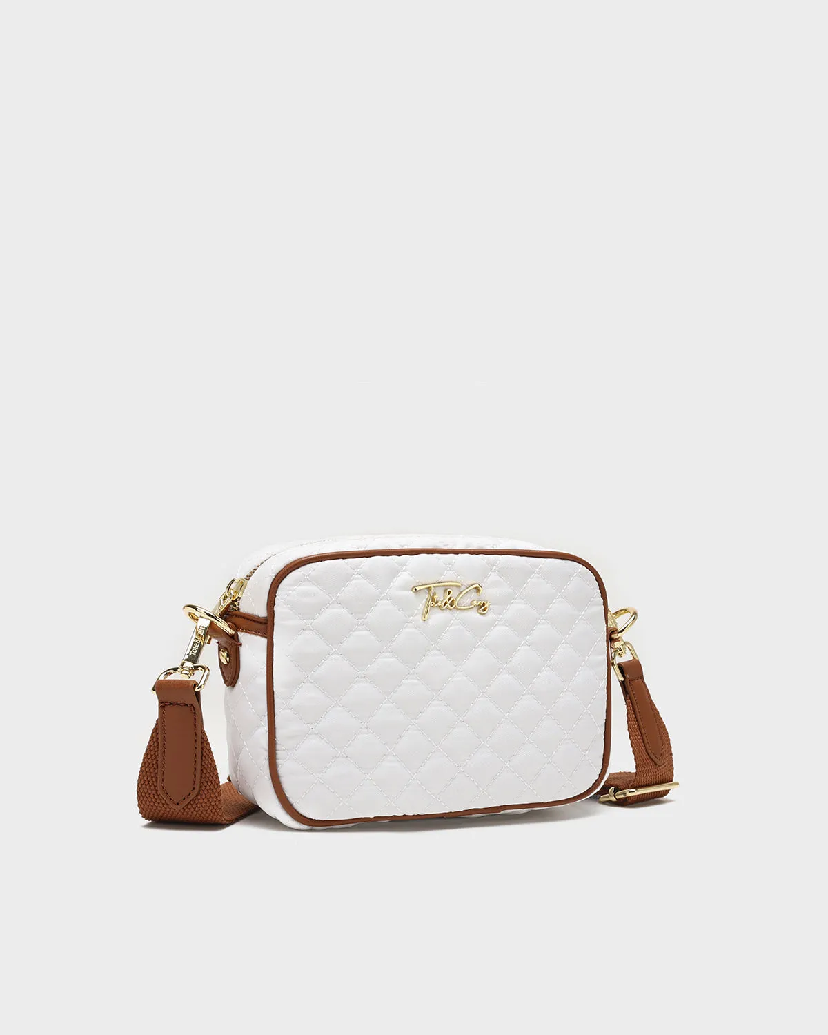 Diamond Stitch Messenger Bag in White
