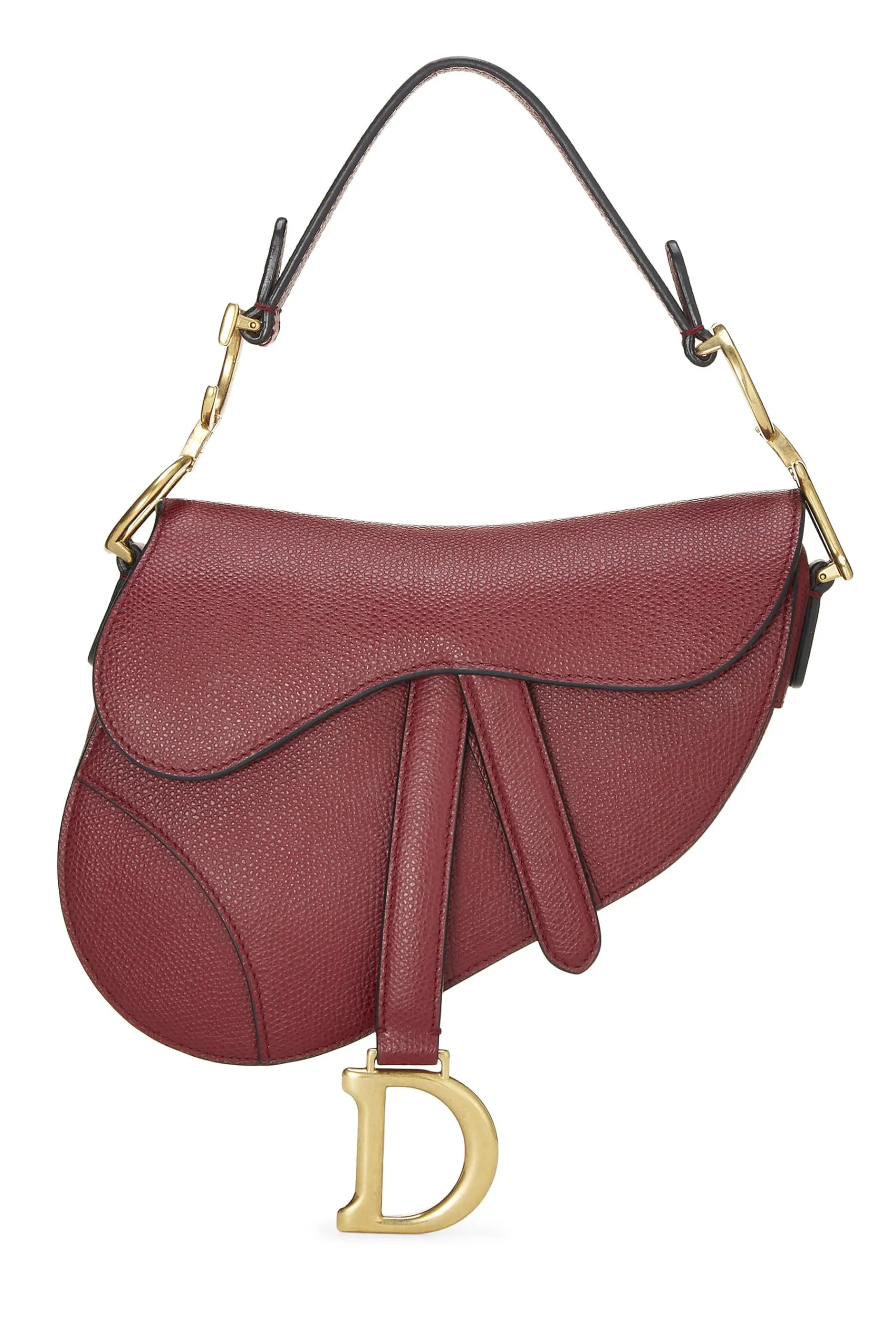 Dior,  Burgundy Calfskin Saddle Bag Mini, Burgundy