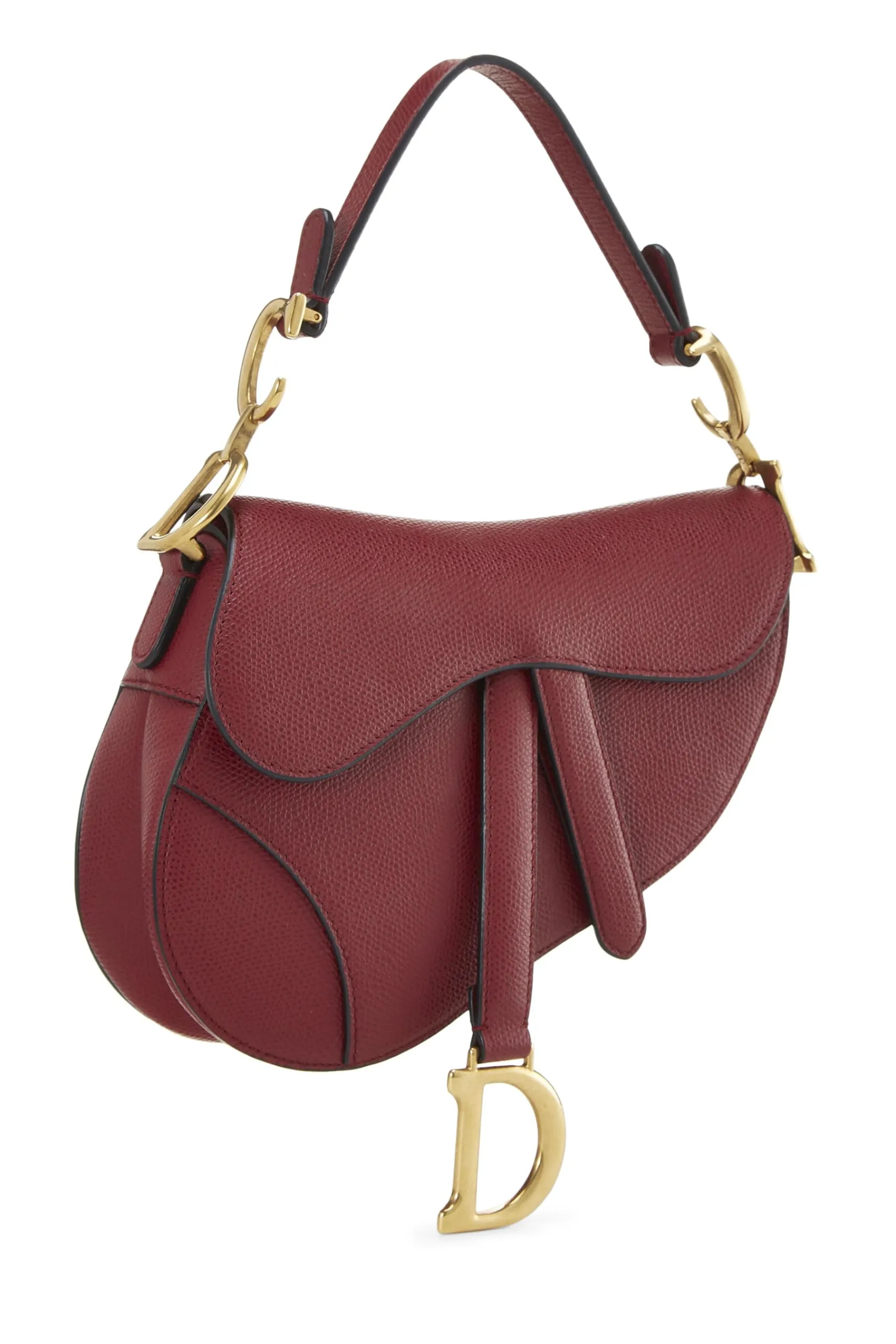 Dior,  Burgundy Calfskin Saddle Bag Mini, Burgundy