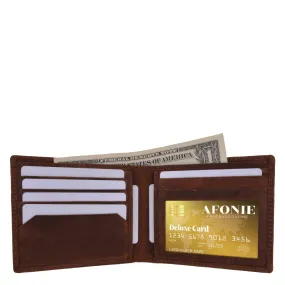 Distressed RFID Leather Slim Bifold Wallet