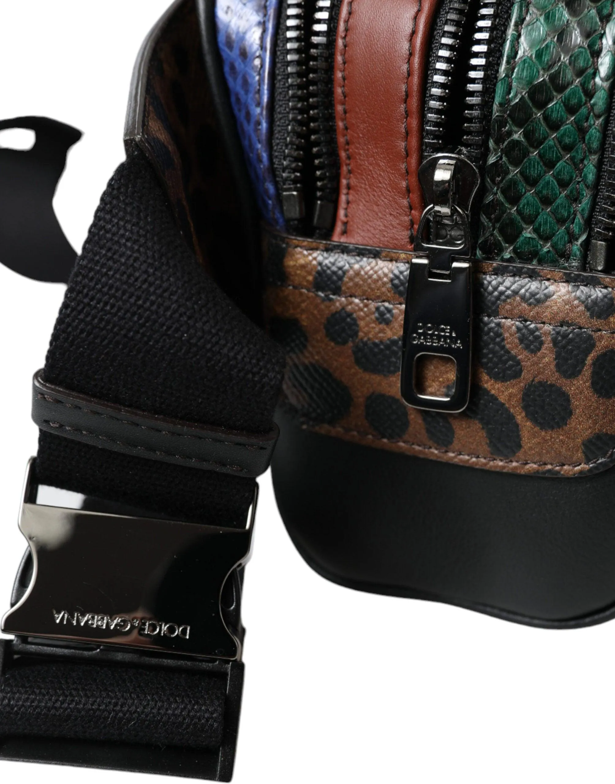 Dolce & Gabbana Black Exotic Leather Logo Belt Waist Fanny Pack Bag