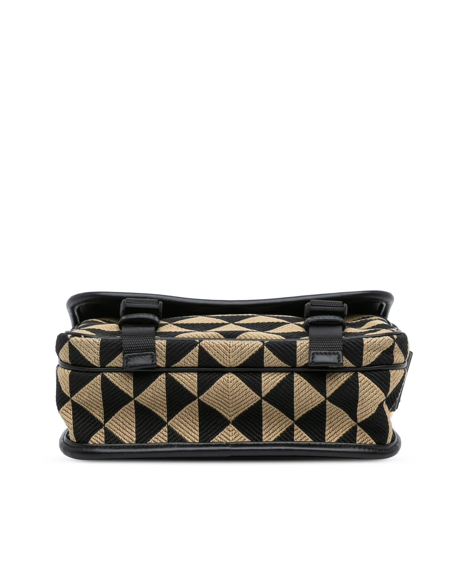 Double Buckle Canvas Leather Trim Messenger Bag