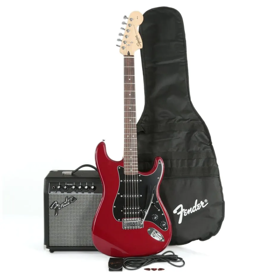 Fender Squier Affinity HSS Stratocaster Pack with 15G Amplifier, LRL Fingerboard, Gigbag Candy Apple Red