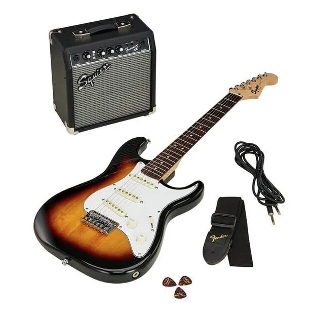 Fender Squier Stratocaster Pack - Brown Sunburst with Amp, Gig Bag, Cable and Picks