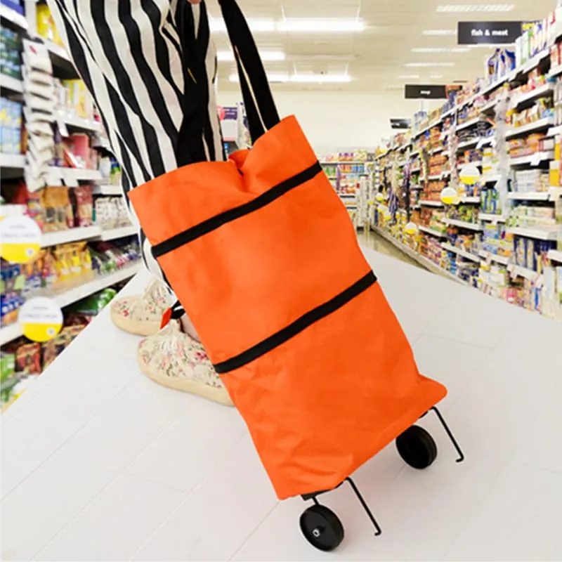 Foldable Shopping Large Reusable Hand Pull Cart Bag With Wheels S4341915
