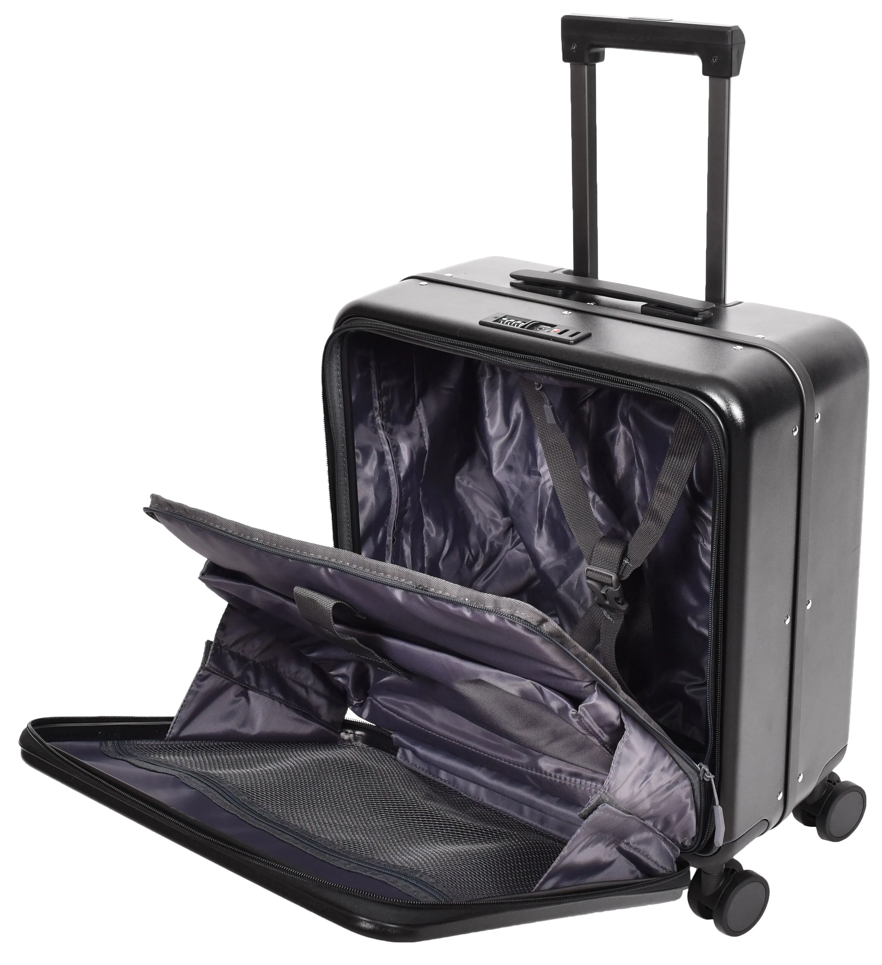 Four Wheeled Pilot Case Hard Shell Lightweight Cabin Bag Maverick Black