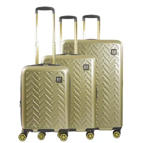 Ful Groove Expandable Hardside Spinner 3 Pc Luggage Set - Gold