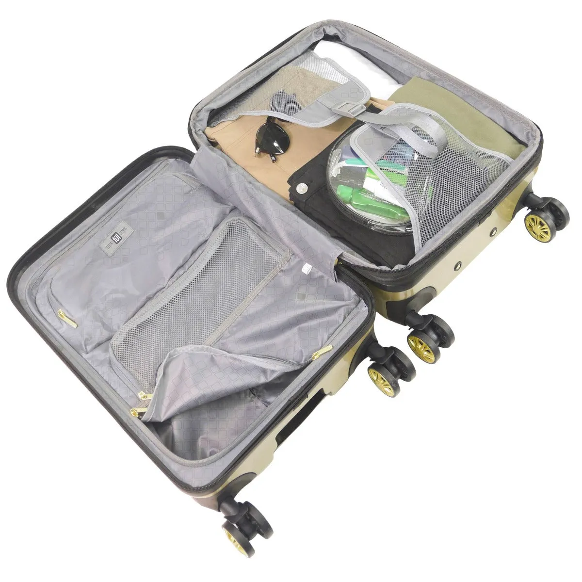 Ful Groove Expandable Hardside Spinner 3 Pc Luggage Set - Gold