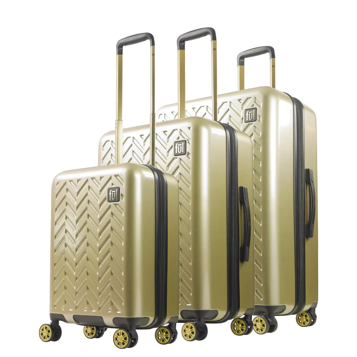 Ful Groove Expandable Hardside Spinner 3 Pc Luggage Set - Gold