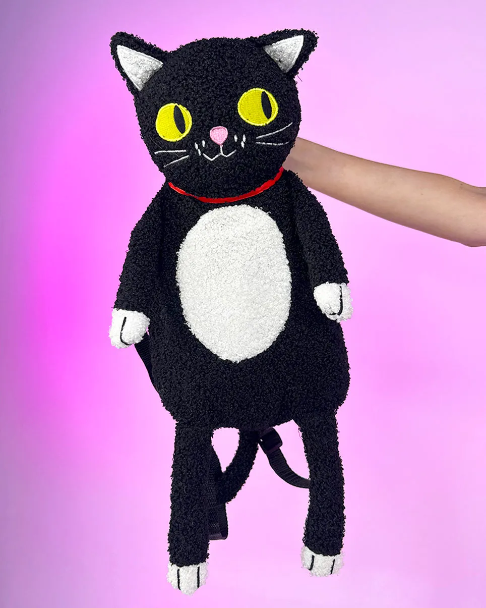Furry Black Cat Backpack