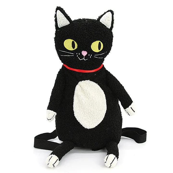 Furry Black Cat Backpack