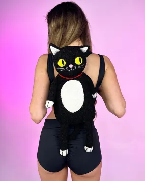 Furry Black Cat Backpack