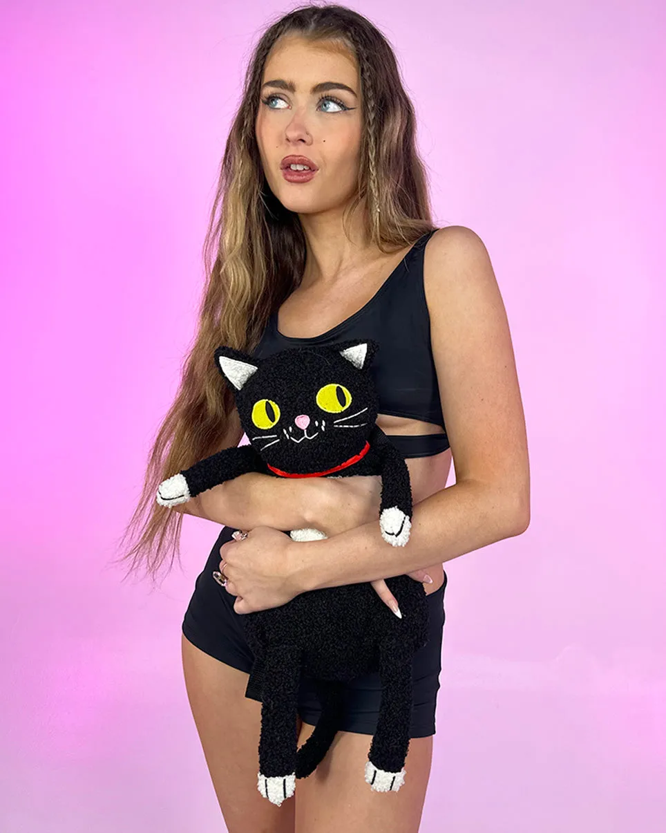 Furry Black Cat Backpack