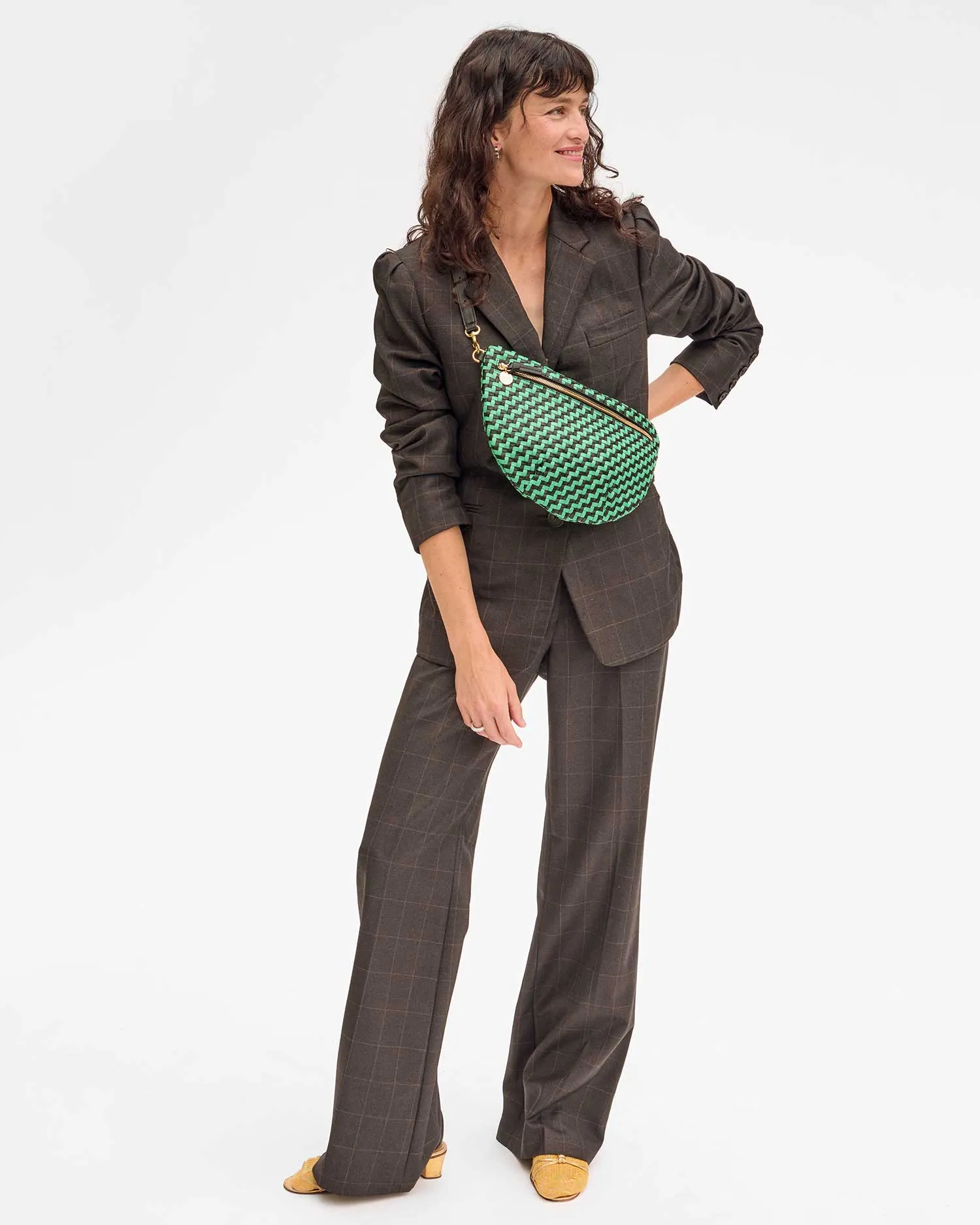 Grande Fanny Bag in Mint Opal & Black Woven Checker