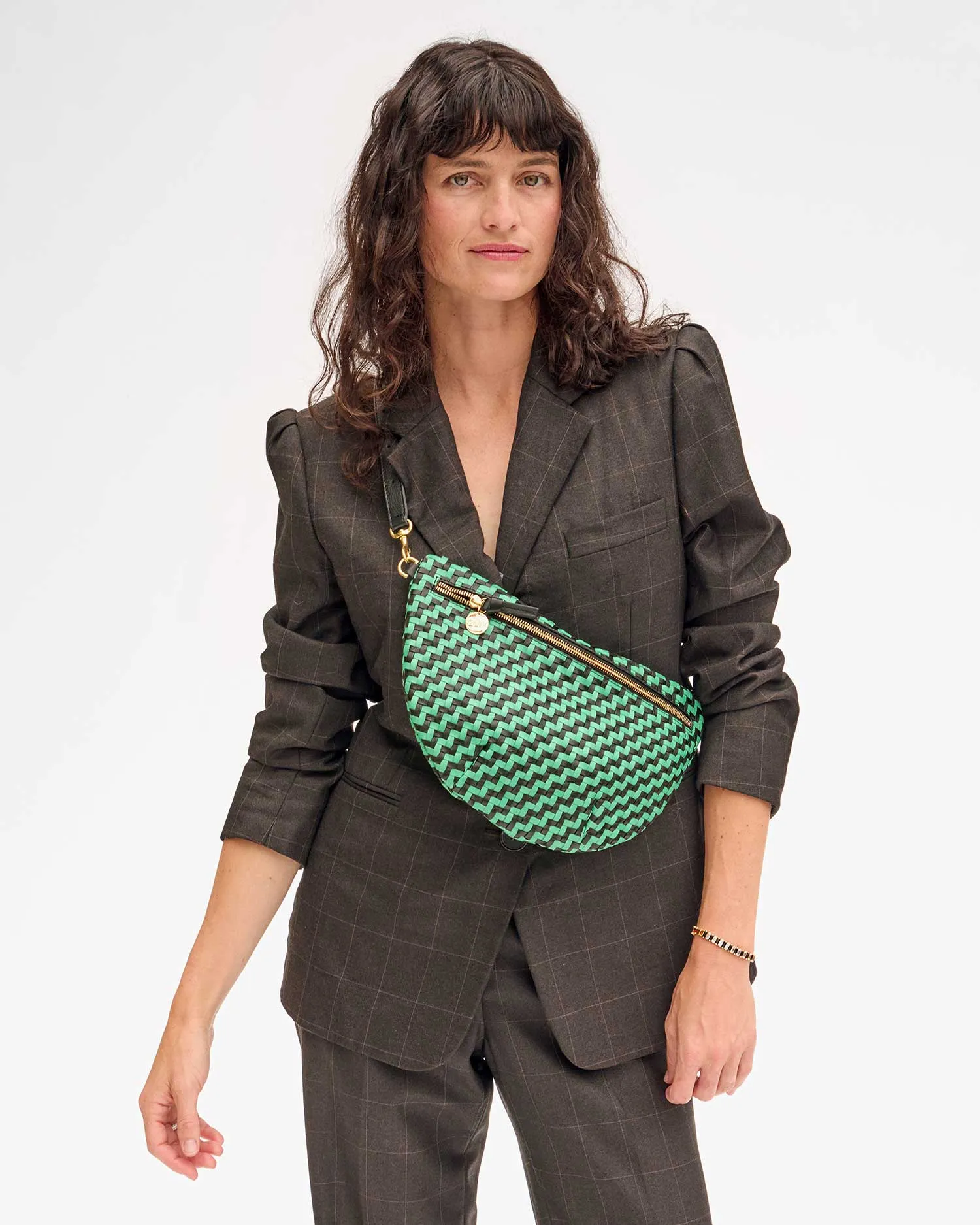 Grande Fanny Bag in Mint Opal & Black Woven Checker
