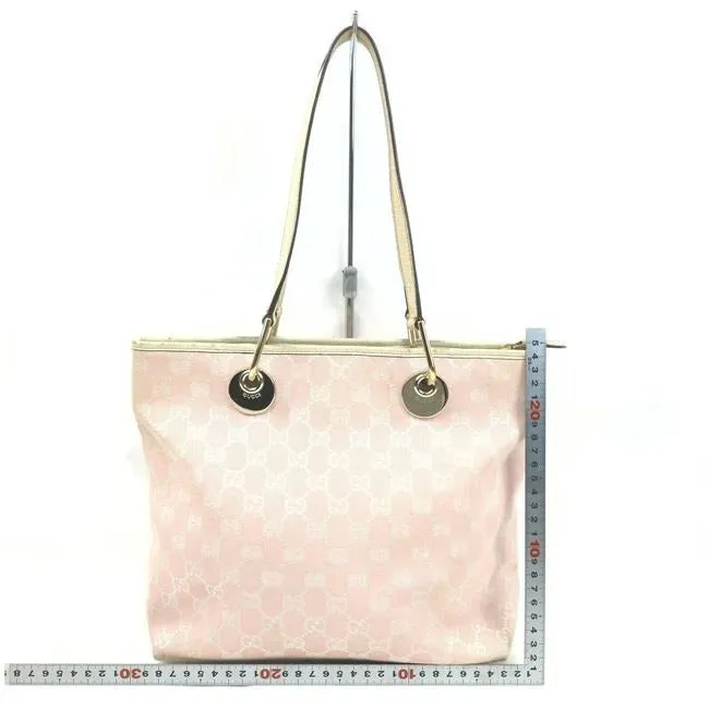 Gucci Pink Guccissima Print Canvas And White Leather Eclipse Bucket Bag