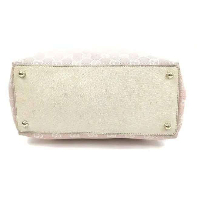 Gucci Pink Guccissima Print Canvas And White Leather Eclipse Bucket Bag