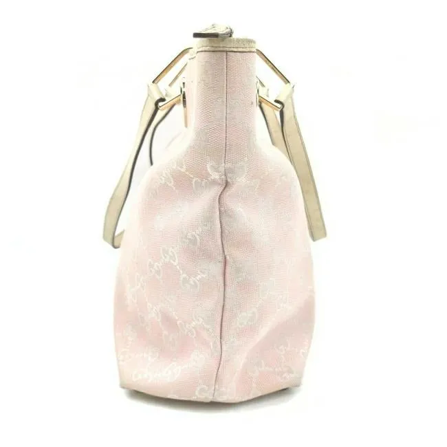 Gucci Pink Guccissima Print Canvas And White Leather Eclipse Bucket Bag