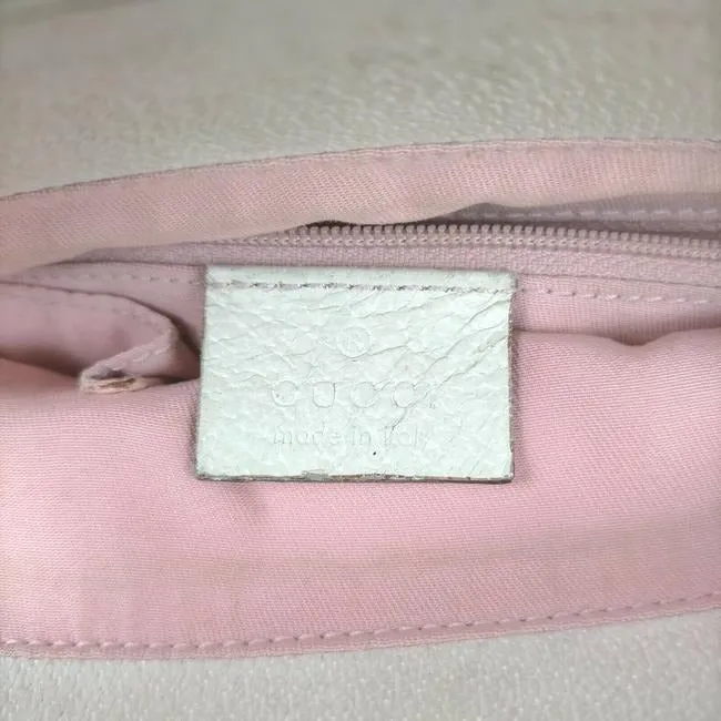 Gucci Pink Guccissima Print Canvas And White Leather Eclipse Bucket Bag
