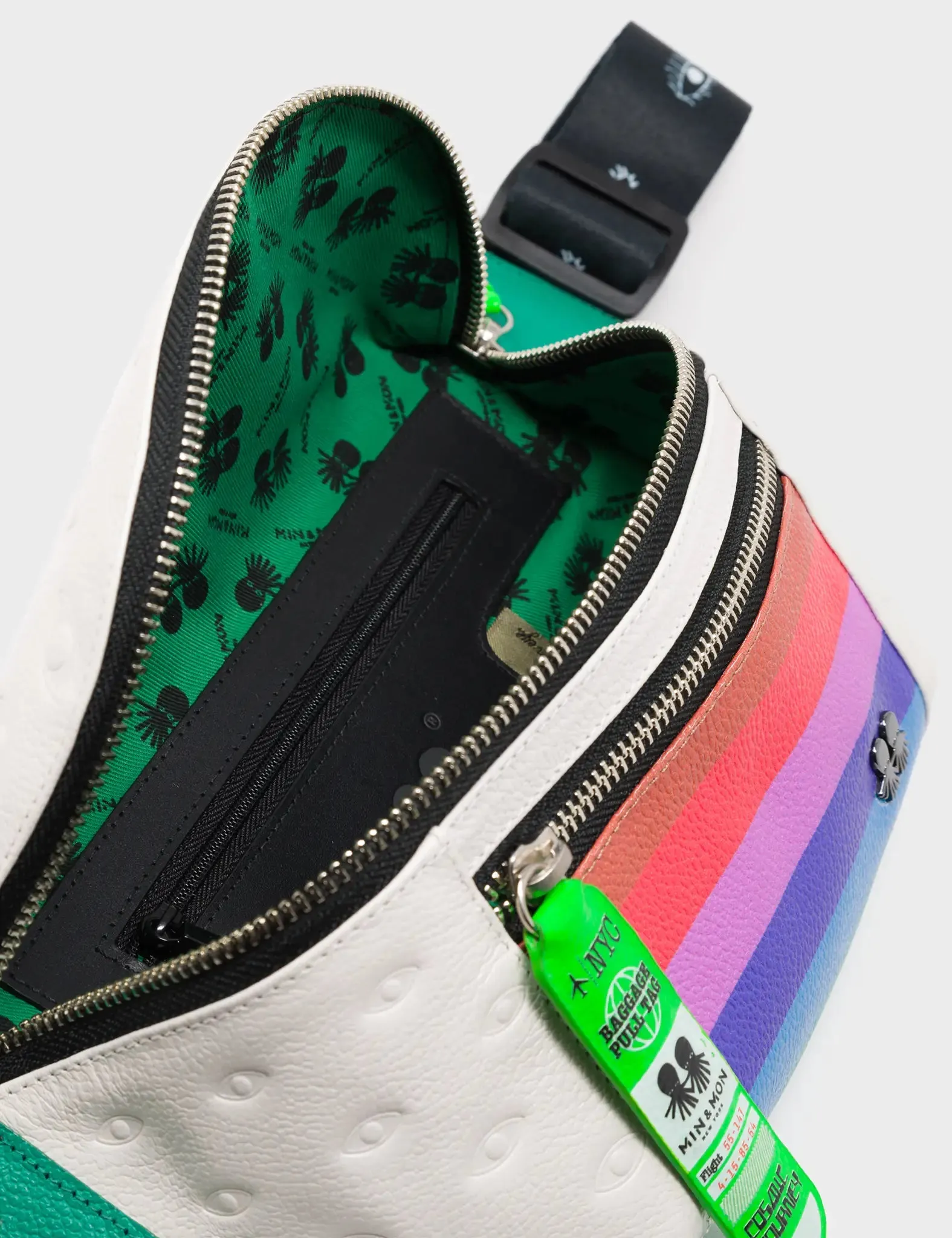 Harold Fanny Pack Cream Leather - Eyes Pattern Debossed