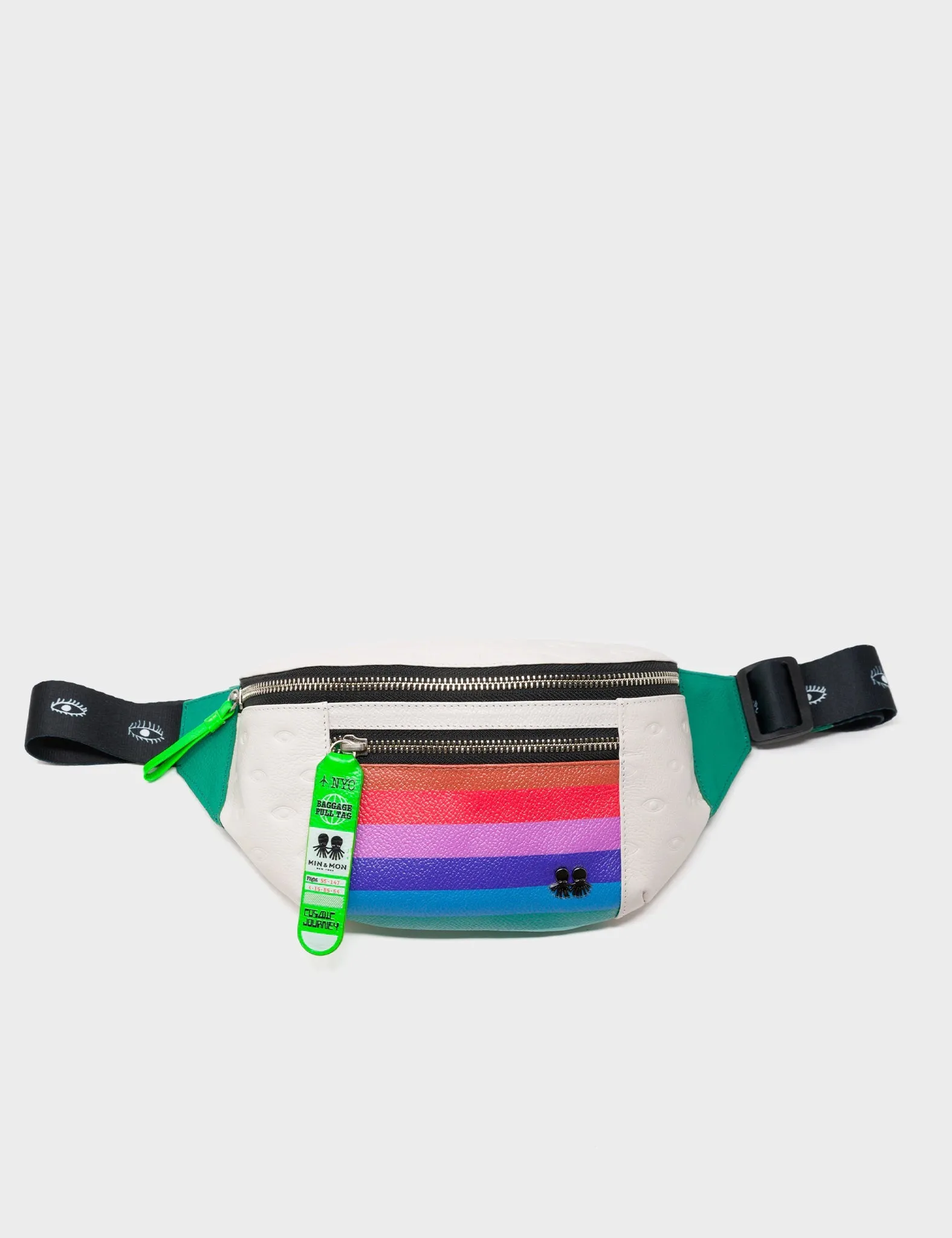 Harold Fanny Pack Cream Leather - Eyes Pattern Debossed