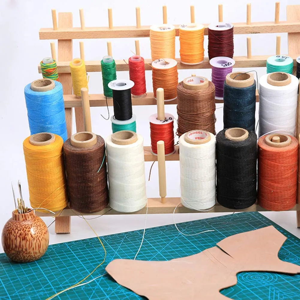 Jupean Leather Thread | 46 Colors Waxed Sewing Thread with Thread Holder