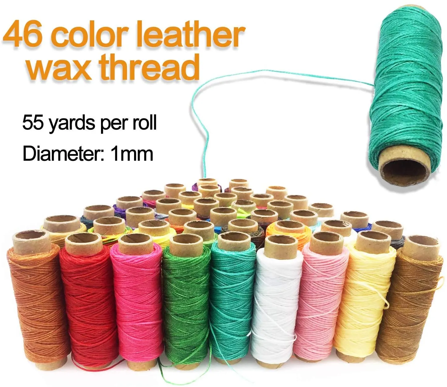 Jupean Leather Thread | 46 Colors Waxed Sewing Thread with Thread Holder