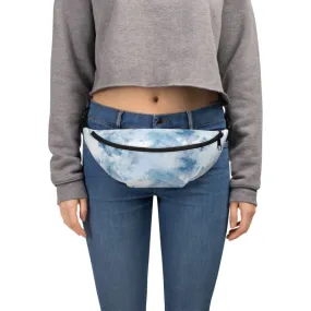 Light Abstract Fanny Pack, Blue Sky Print Designer Fanny Pack Belt Waist Festival Bag - Made in USA