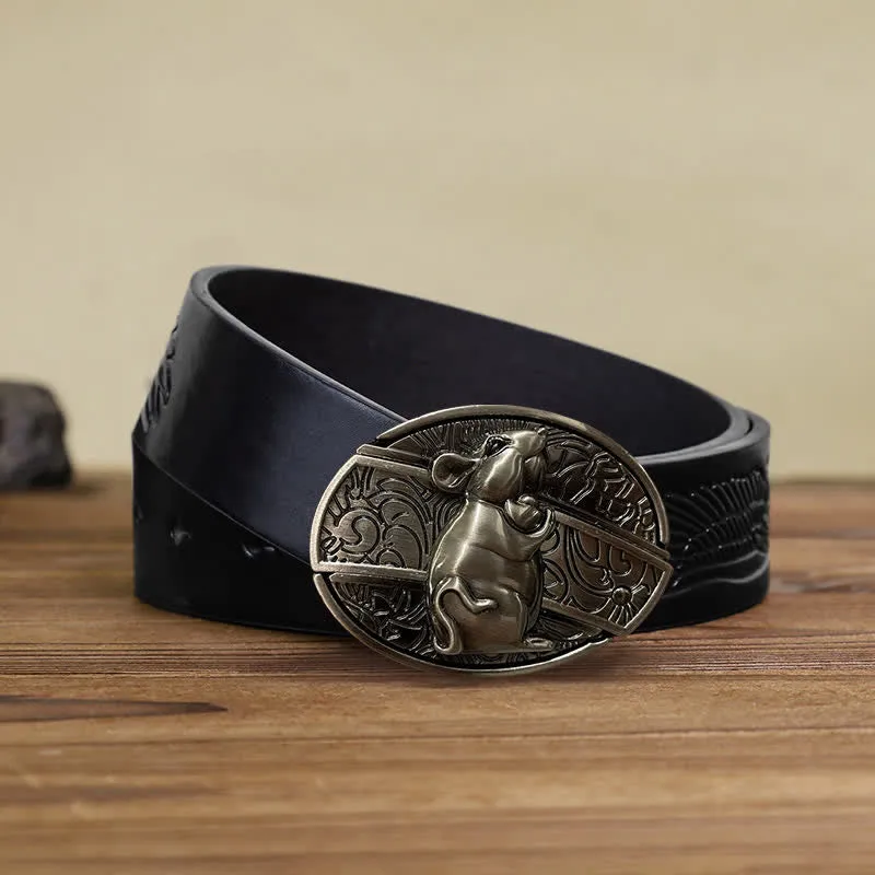 Men's DIY Hamster Hidden Folding Knife Leather Belt