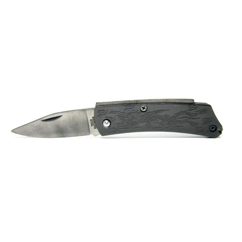 Men's DIY Red Bronze Dragon Hidden Folding Knife Leather Belt