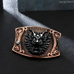 Men's DIY Red Bronze Dragon Hidden Folding Knife Leather Belt